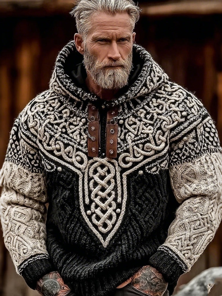 Windplain Men's Viking Geometry Celtic Pattern Art Cozy Hooded