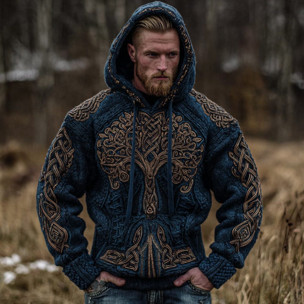 Windplain Men's Viking Yggdrasil Celtic Knot Art Weaving Hoodie Sweater
