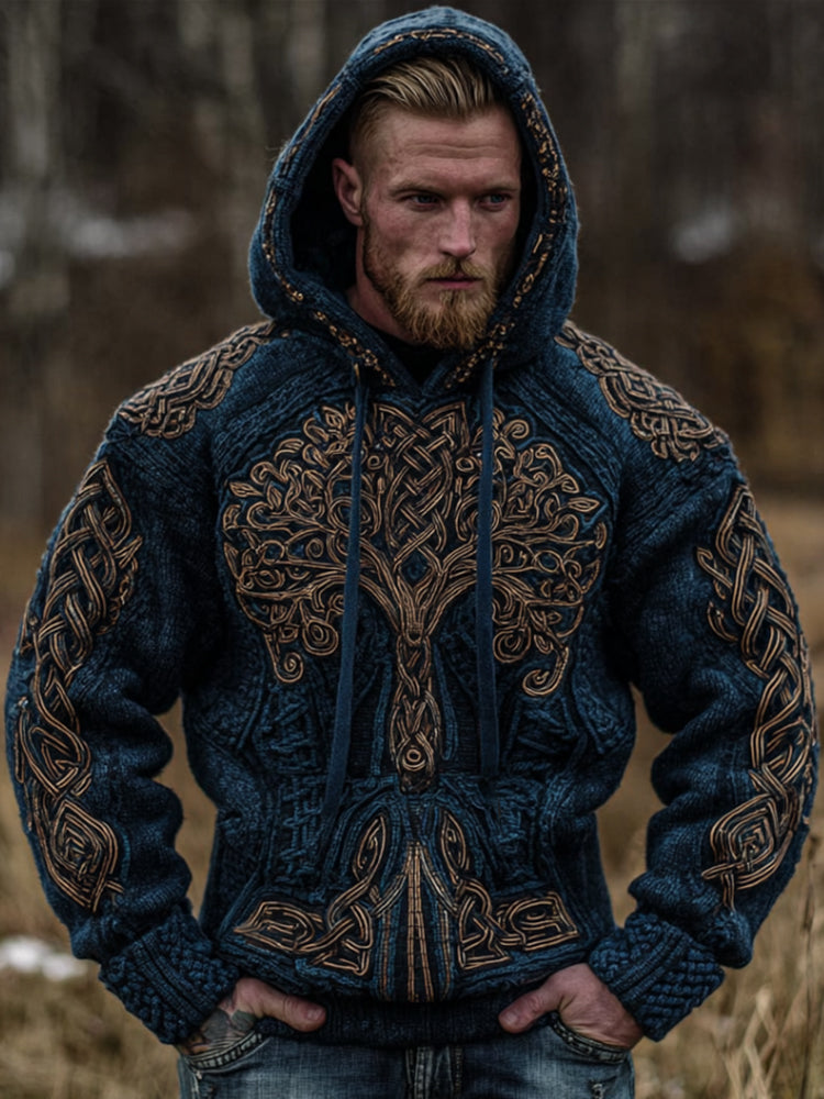 Windplain Men's Viking Yggdrasil Celtic Knot Art Weaving Hoodie Sweater